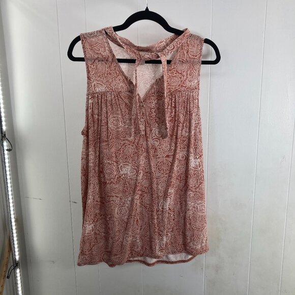 Loft paisley boho sleeveless tie collar blouse size S - Picture 1 of 5